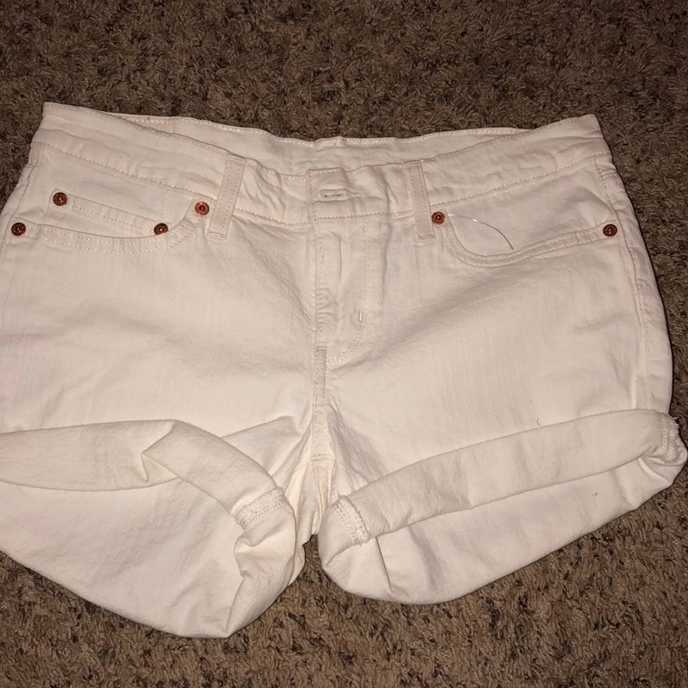 White Levi Shorts